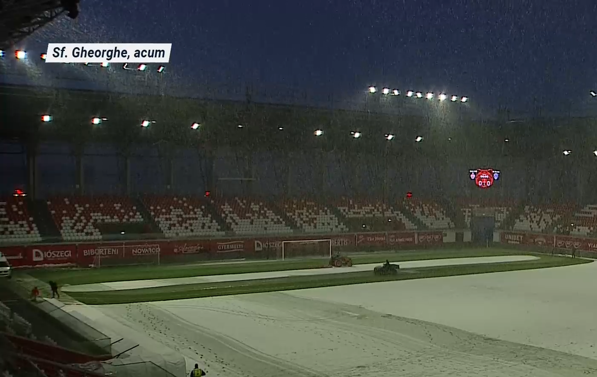 S-a întors iarna! » Cum arată terenul cu 90 de minute înainte de Sepsi - Gloria Buzău