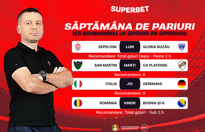 Săptămâna de pariuri începe cu recomandările lui SuperGigi din SuperSocial