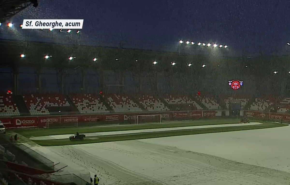 S-a întors iarna! » Cum arată terenul cu 90 de minute înainte de Sepsi - Gloria Buzău