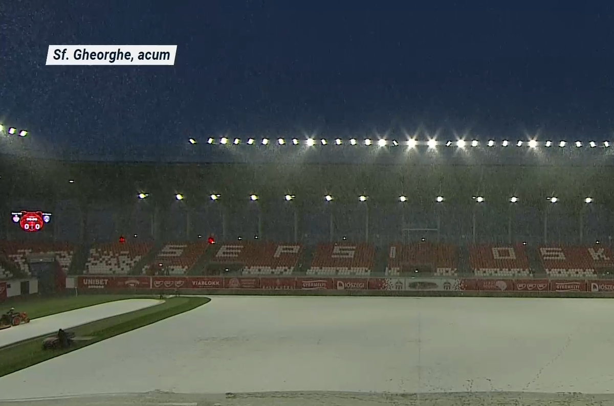S-a întors iarna! » Cum arată terenul cu 90 de minute înainte de Sepsi - Gloria Buzău
