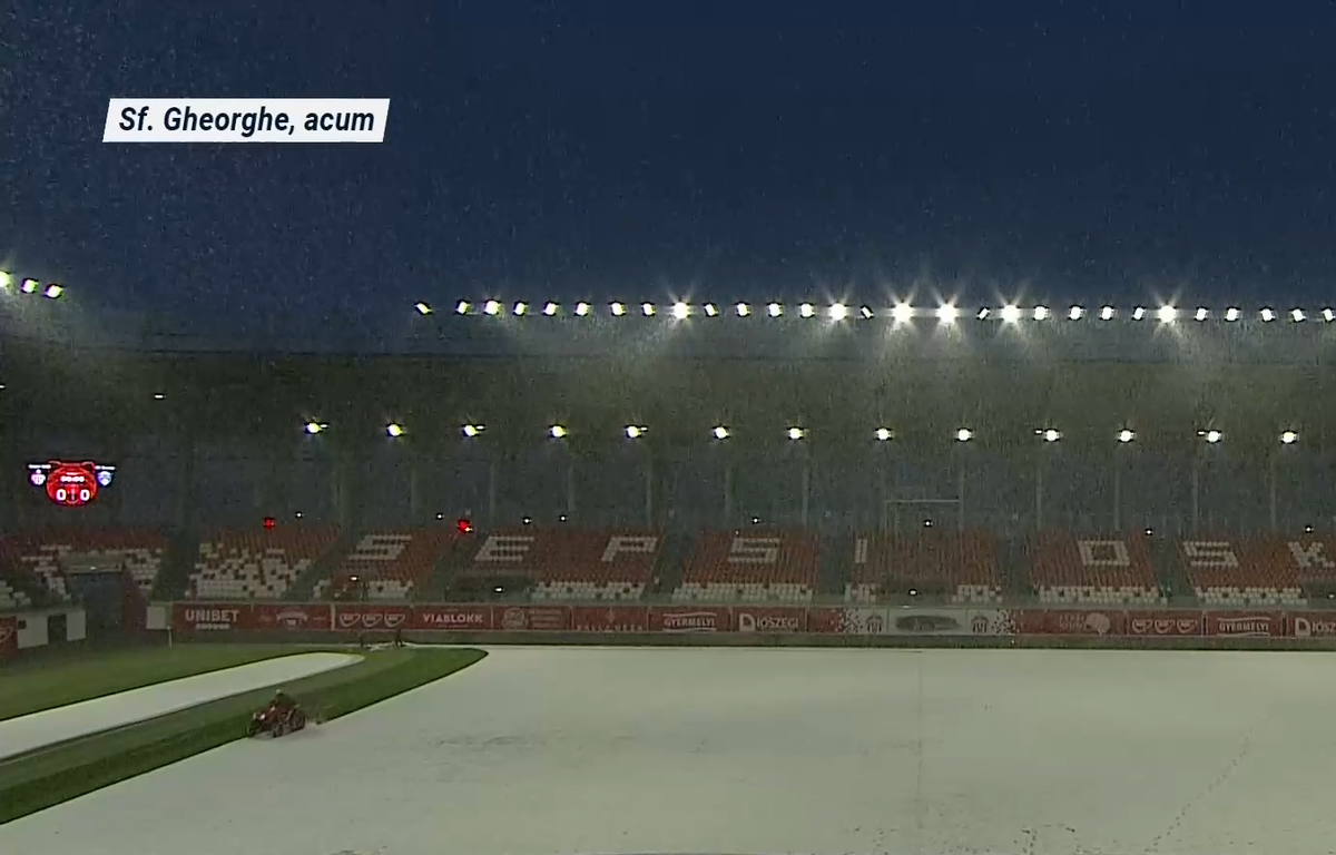 S-a întors iarna! » Cum arată terenul cu 90 de minute înainte de Sepsi - Gloria Buzău