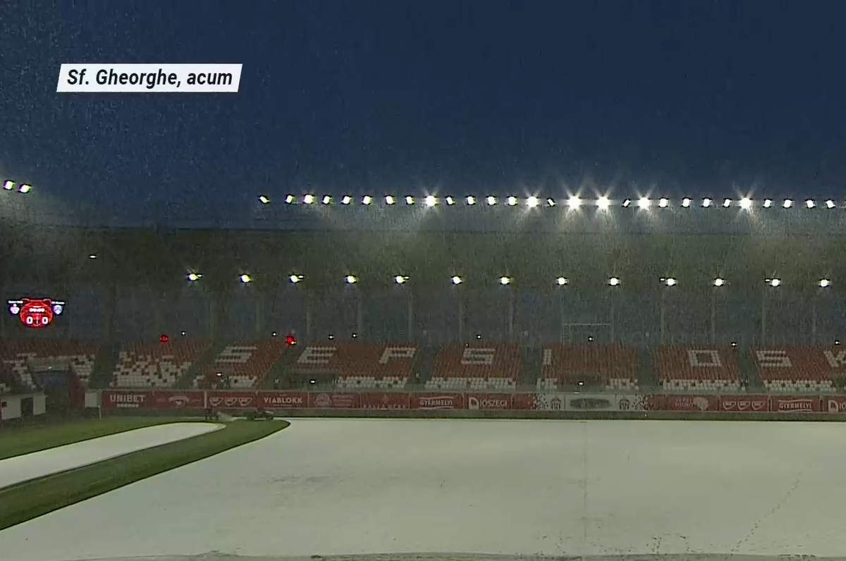 S-a întors iarna! » Cum arată terenul cu 90 de minute înainte de Sepsi - Gloria Buzău