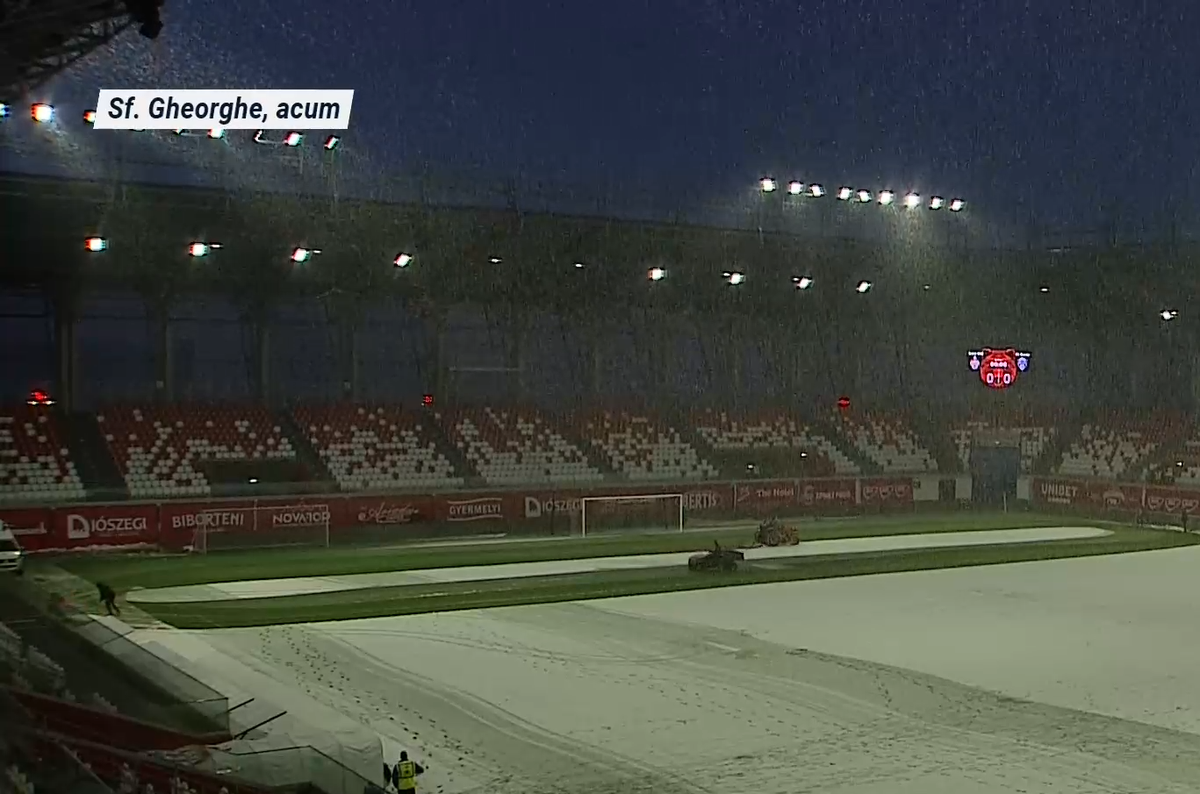 S-a întors iarna! » Cum arată terenul cu 90 de minute înainte de Sepsi - Gloria Buzău