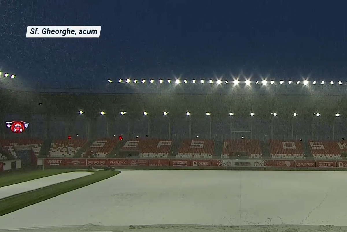 S-a întors iarna! » Cum arată terenul cu 90 de minute înainte de Sepsi - Gloria Buzău