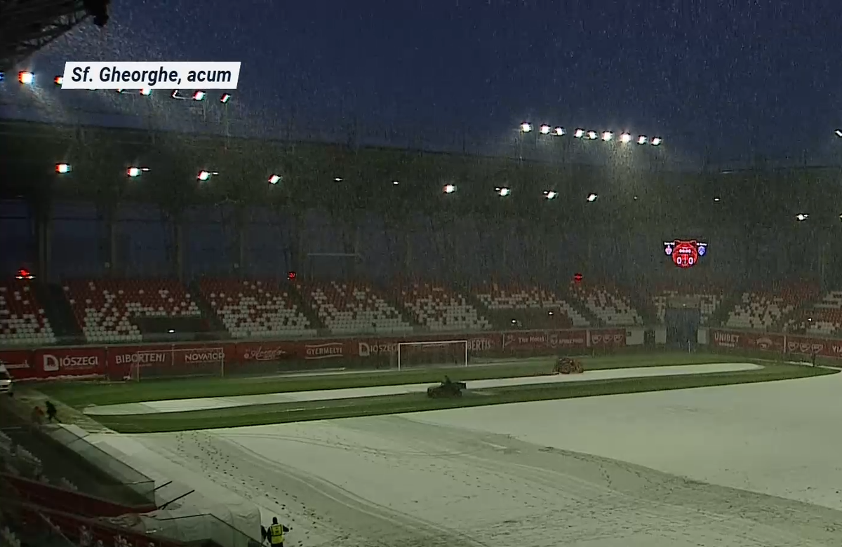 S-a întors iarna! » Cum arată terenul cu 90 de minute înainte de Sepsi - Gloria Buzău