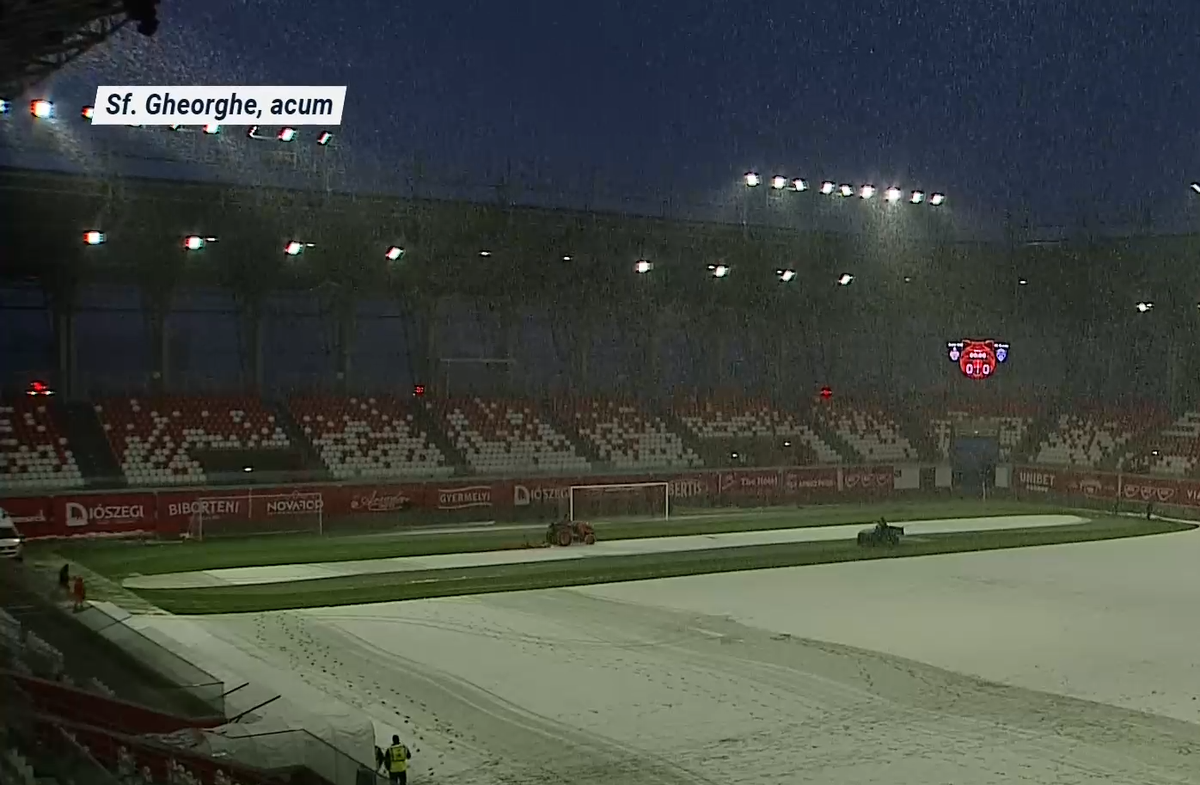 S-a întors iarna! » Cum arată terenul cu 90 de minute înainte de Sepsi - Gloria Buzău