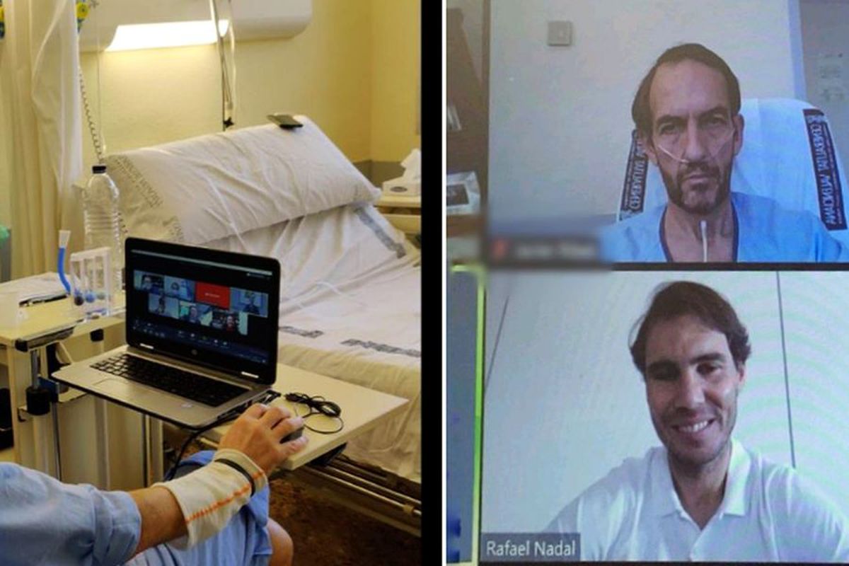 COVID-19. Imaginea zilei în Spania: Rafael Nadal, videoconferință cu un pacient diagnosticat cu coronavirus
