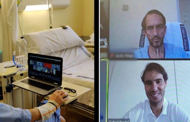 COVID-19. Imaginea zilei în Spania: Rafael Nadal, videoconferință cu un pacient diagnosticat cu coronavirus