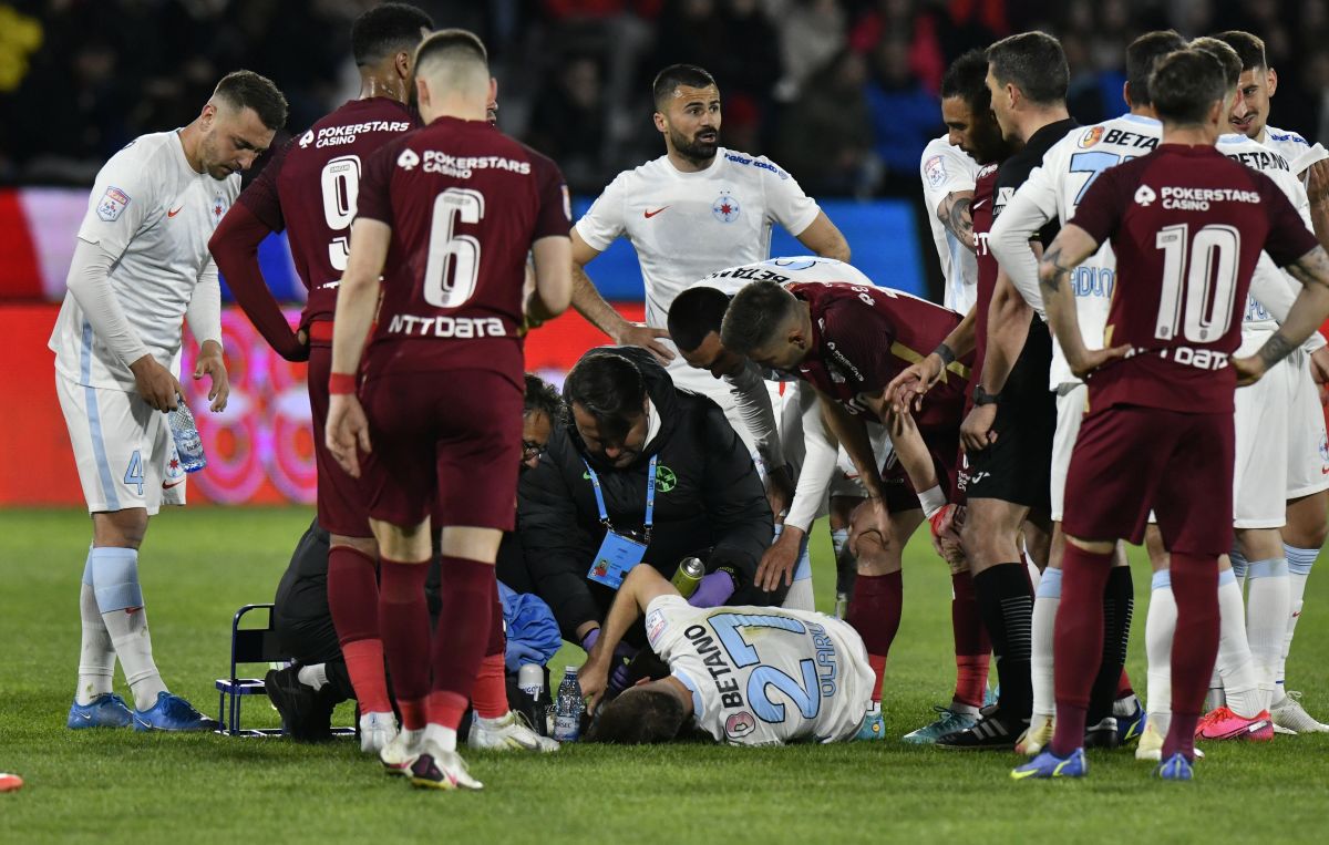 CFR Cluj - FCSB 0-1. Diagnosticul primit de Olaru la spital, după intrarea grosolană a lui Susic