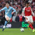 Erling Haaland, atacantul lui Manchester City, împotriva lui Arsenal/ foto GettyImages