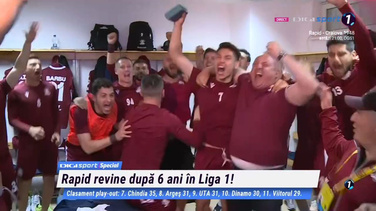 FOTO Rapid bucurie în vestiar după promovare