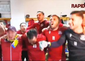 Rapid sărbătorește promovarea în Liga 1! Imagini senzaționale din vestiar, chiar înaintea meciului cu FC U Craiova