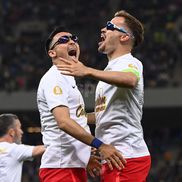 Adrian Șutu, Darius Olaru. FCSB, campioană Superligă 2024-2025. Foto: Eduard Vînătoru / Ionuț Iordache (GSP.RO)