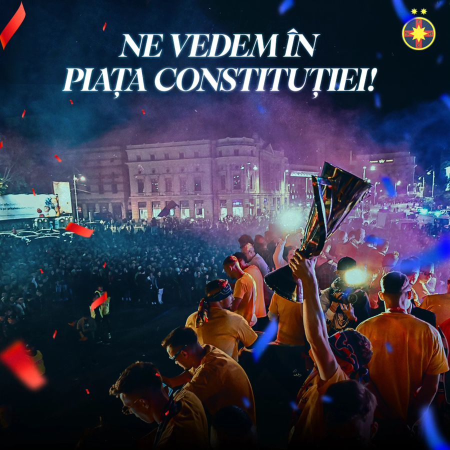 FCSB - Universitatea Craiova, fiesta roș-albastră din stadion până în Piața Constituției: toate detaliile în timp real din ziua în care campioana primește marele trofeu!