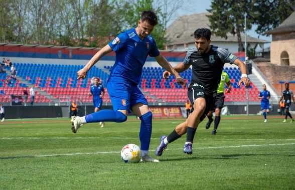 Final în prima bătălie CSC Dumbrăvița - Chindia Târgoviște, în barajul pentru menținerea în Liga 2, după 12 minute de prelungiri