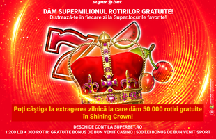 Superbet dă 1.000.000 de rotiri gratuite Shining Crown! Ia-ți partea ta din cele 50.000 acordate zilnic!