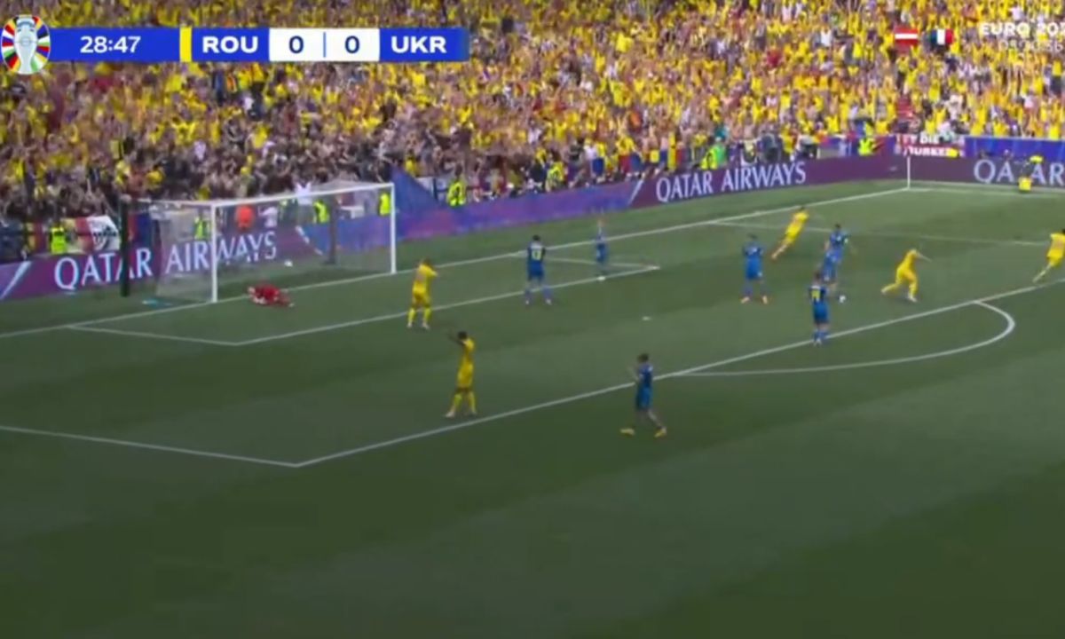 BOOM! Stanciu l-a executat pe Lunin din afara careului, cu un șut din prima, în România - Ucraina! „Execuție de mare maestru!”