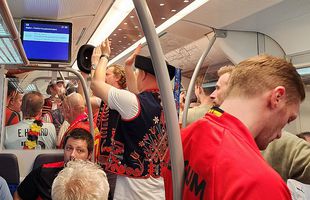 Belgienii au făcut SHOW în tren după înfrângere, au cutremurat vagonul! + Au scandat un nume de fotbalist care NU este la Euro