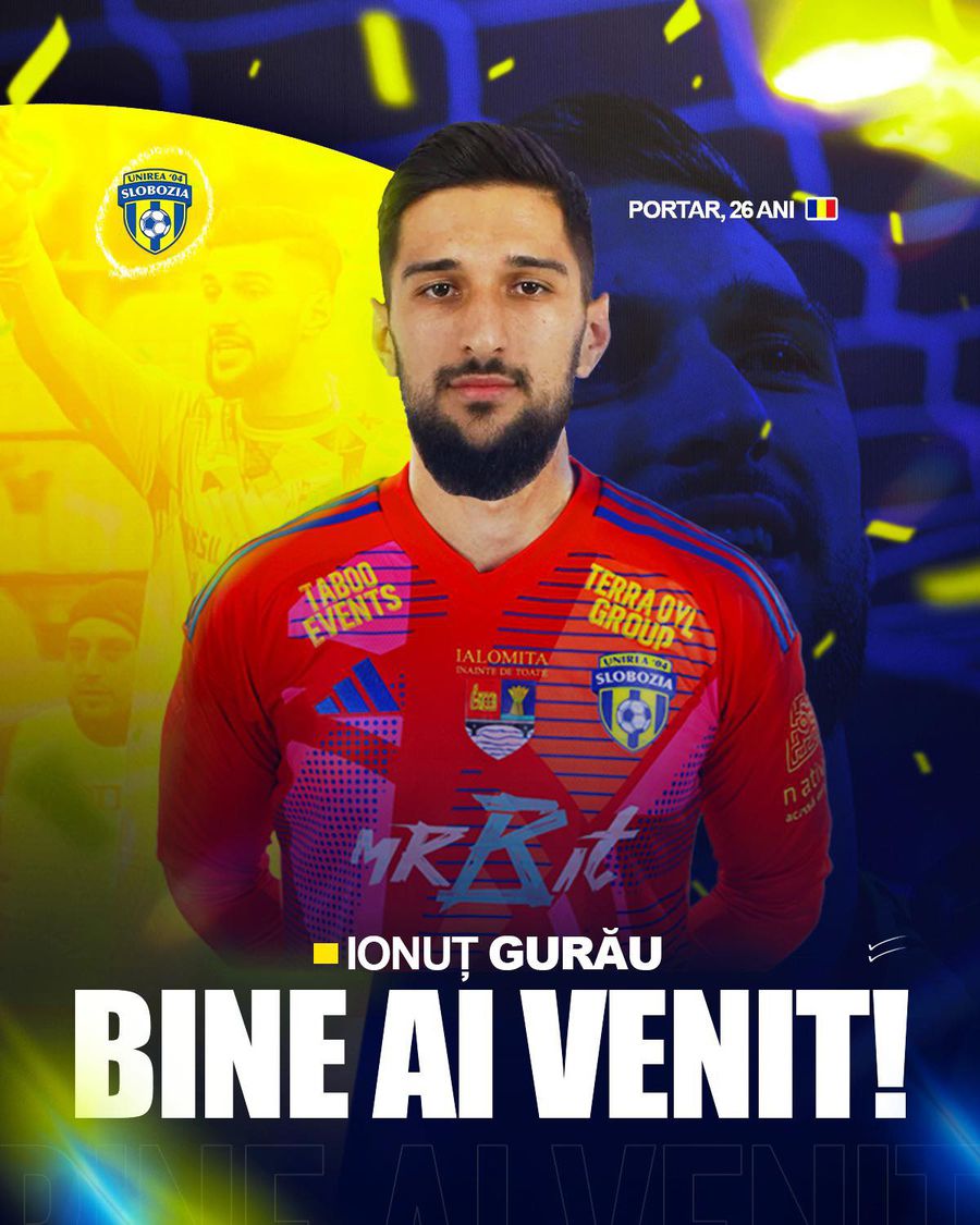 Ionuț Gurău a fost prezentat oficial la Unirea Slobozia. Foto: Facebook Primul dintre cei 3 jucători „maziliți” de Mititelu a fost prezentat astăzi în Superliga