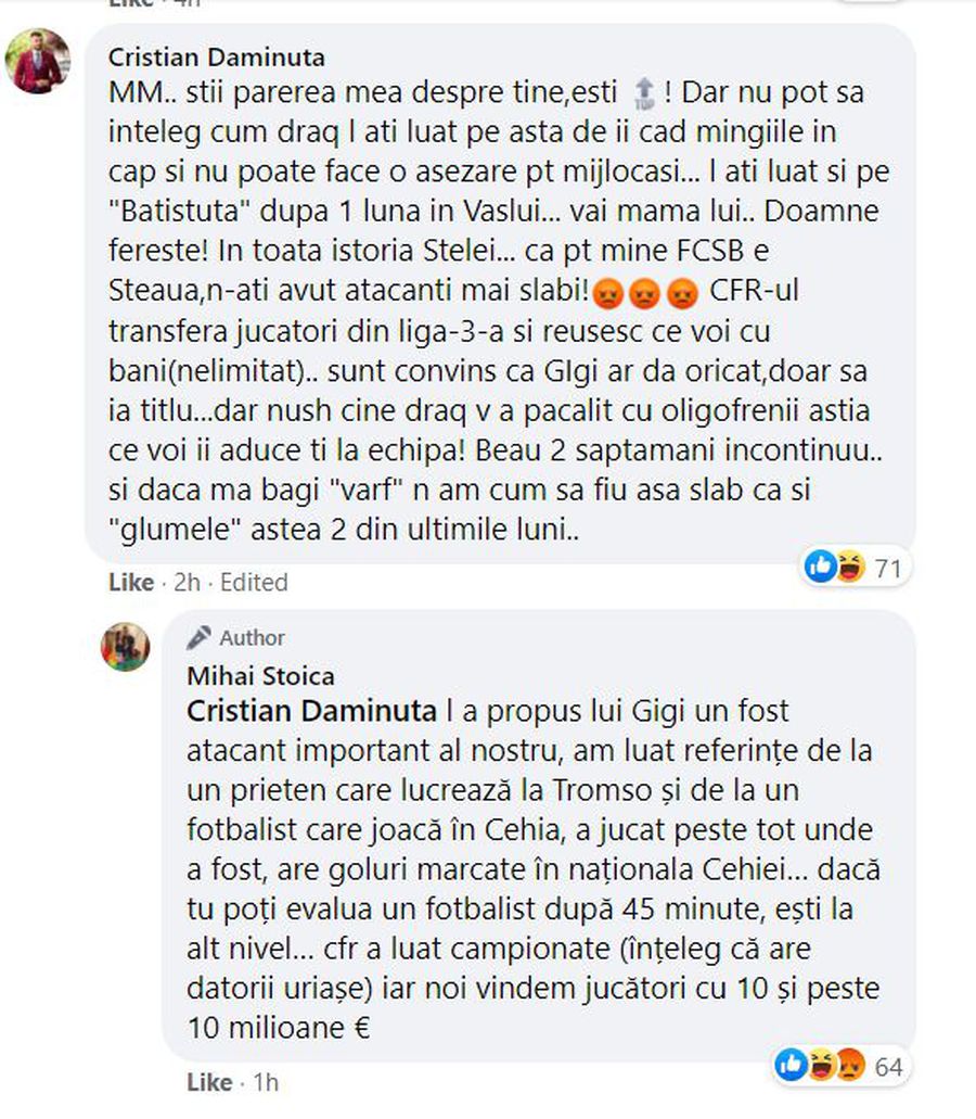 Derapajul lui Cristian Daminuță la adresa lui Ondrasek și a altor fotbaliști de la FCSB: „Nu știu cine dracu v-a păcălit cu oligofrenii ăștia” + replica lui Mihai Stoica