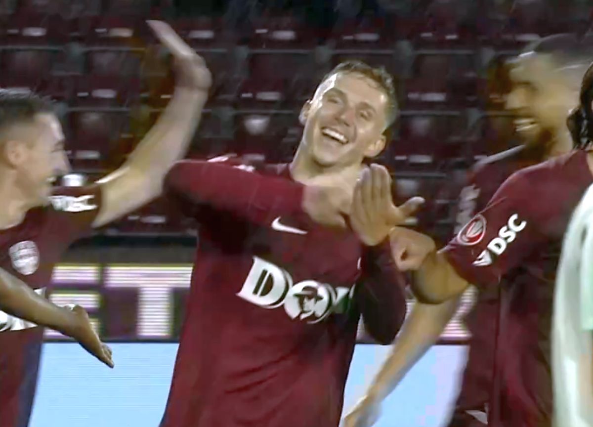 Gestul lui Louis Munteanu după golul cu Paksi