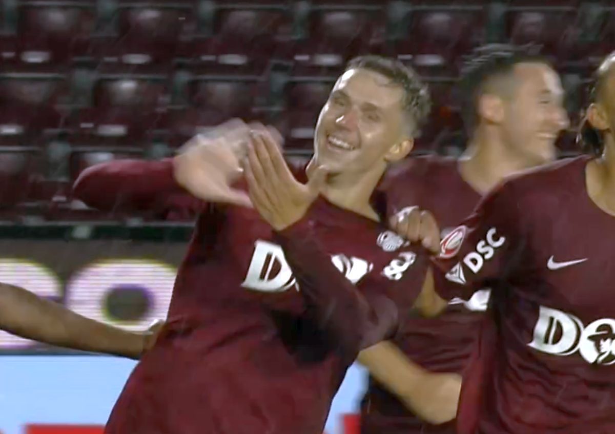 Gestul lui Louis Munteanu după golul cu Paksi