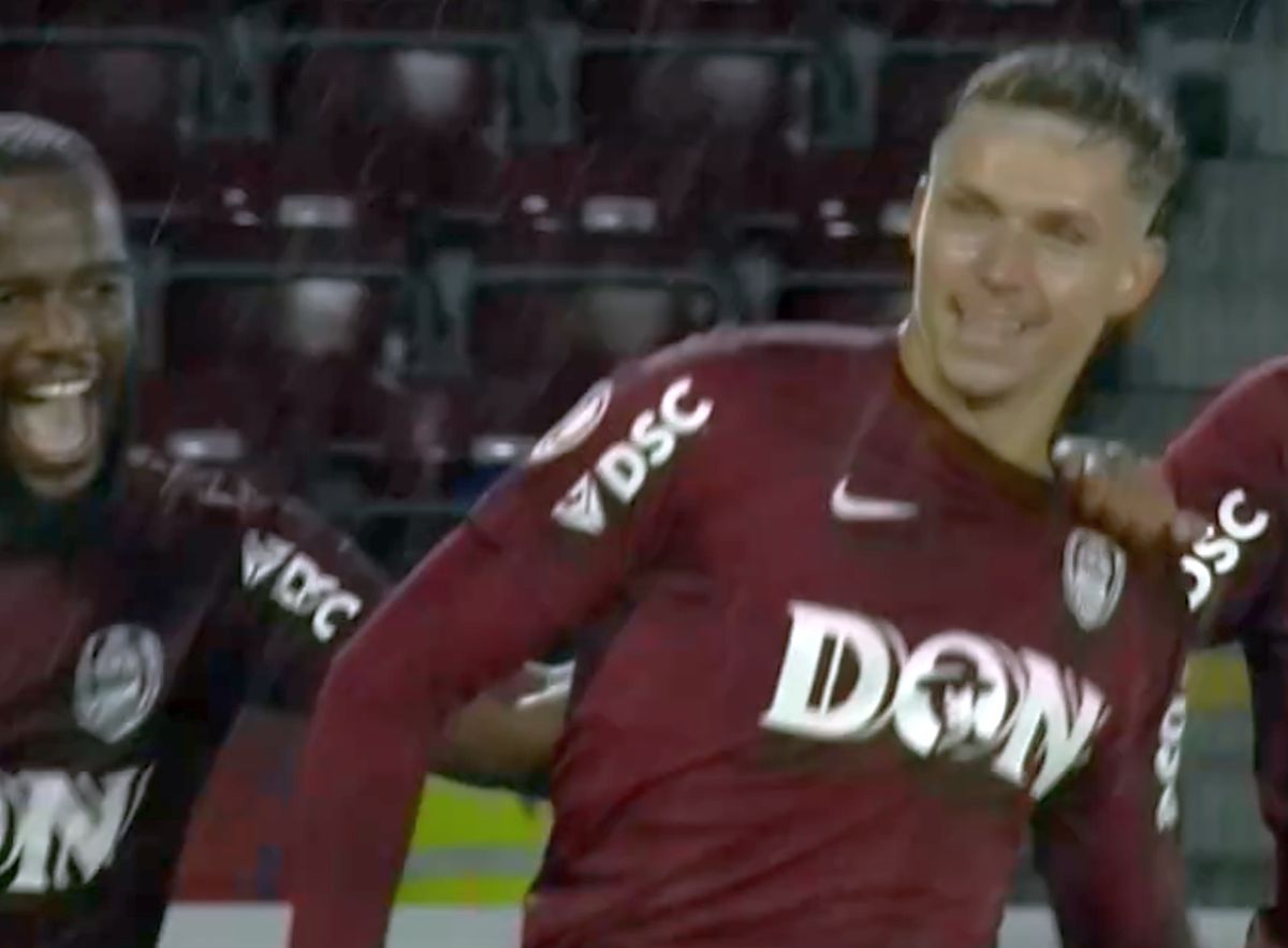 Gestul lui Louis Munteanu după golul cu Paksi