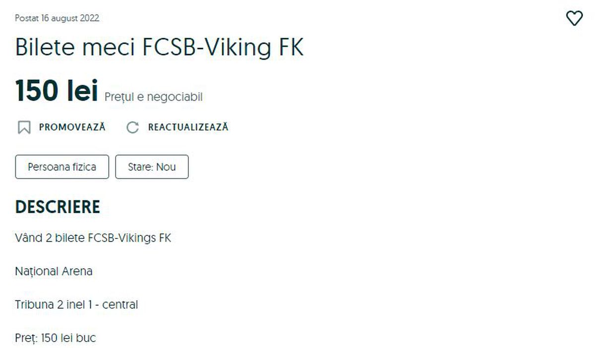Bilete FCSB - Viking