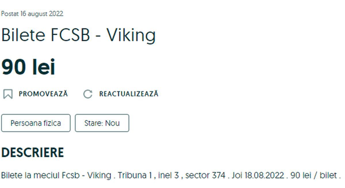 Bilete FCSB - Viking