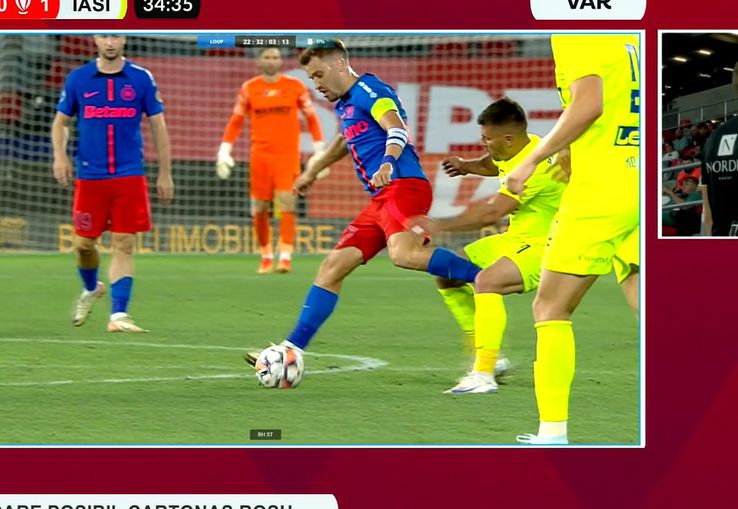 Faultul lui Olaru asupra lui Bordeianu / FOTO: Captură TV @Prima Sport 1