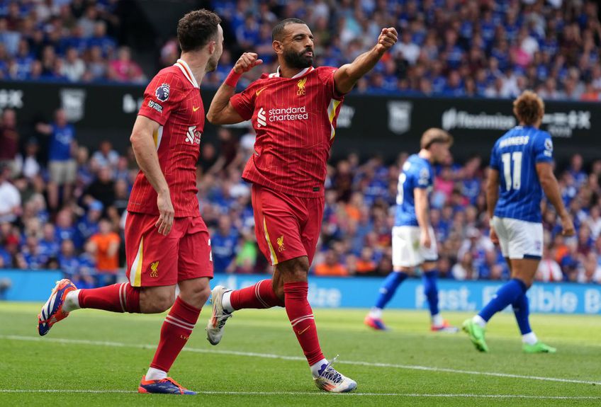 În runda inaugurală de Premier League, Liverpool s-a impus pe terenul celor de la Ipswich, scor 2-0, golurile fiind reușite de Diogo Jota și Mohamed Salah / foto: Imago