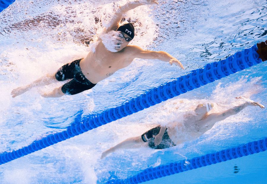 Boby Finke în acțiune FOTO Imago Înotătorul american Bobby Finke, triplu campion olimpic: „Proba de 100 m liber e absolut nebună acum” + cine crede că este superstarul înotului masculin