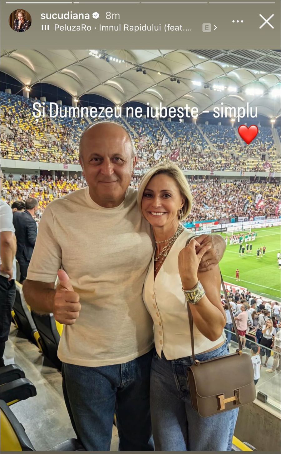 Cum au fost surprinși Dan și Diana Șucu, imediat după fluierul final din Rapid - FCSB 2-2: „Și Dumnezeu ne iubește”