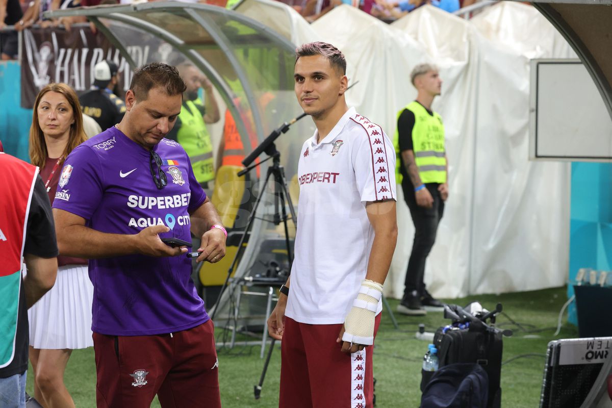 Accidentat, Cristi Manea a venit la Rapid - FCSB » Cum a apărut la Arena Națională