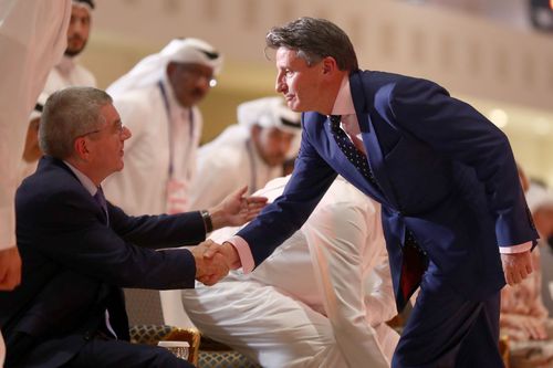 Thomas Bach, președintele CIO, și Sebastian Coe, președintele World Athletics Foto: Getty Images