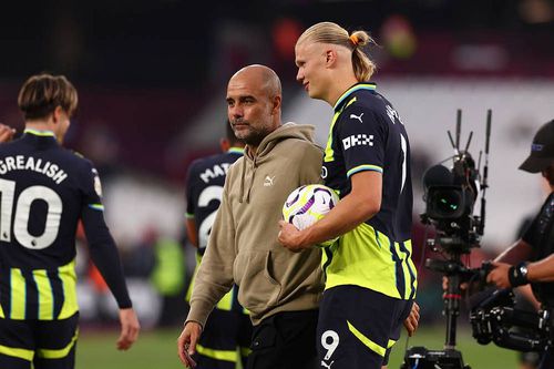 Pep Guardiola și Erling Haaland / Foto: Imago Images