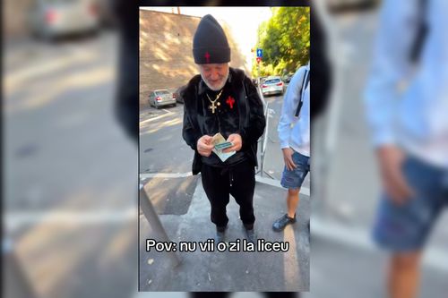 Gigi Becali le-a dat bani unor liceeni din București / foto: captură TikTok