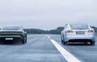 DRAG RACING VIDEO. Cine câștigă superdisputa dintre Tesla Model S P100D și Porsche Taycan Turbo S