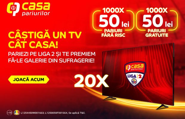 Fă-le galerie din sufragerie! Câștigă premii cât Casa pe Liga 2