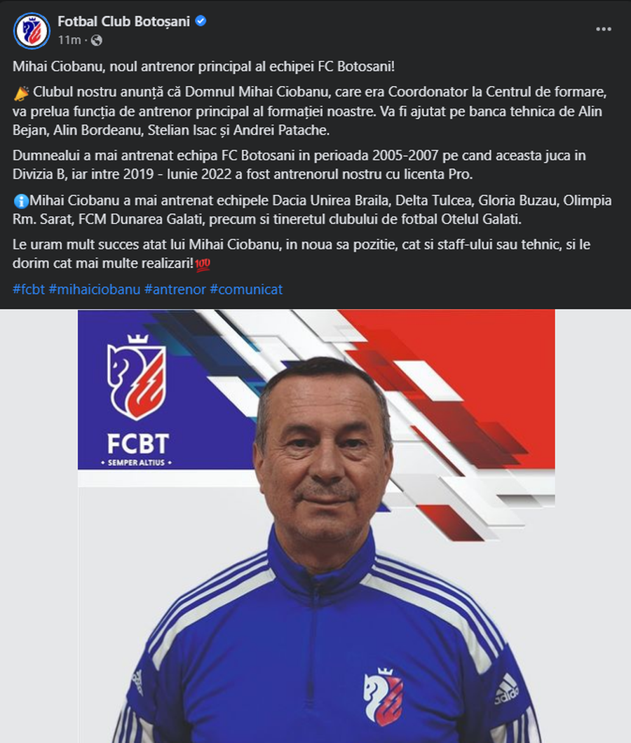 FC Botoșani a prezentat noul antrenor principal
