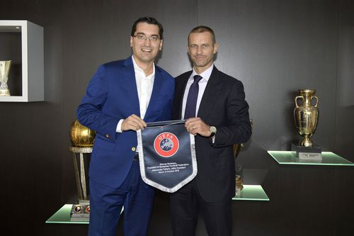 Răzvan Burleanu și Aleksander Ceferin, președintele UEFA