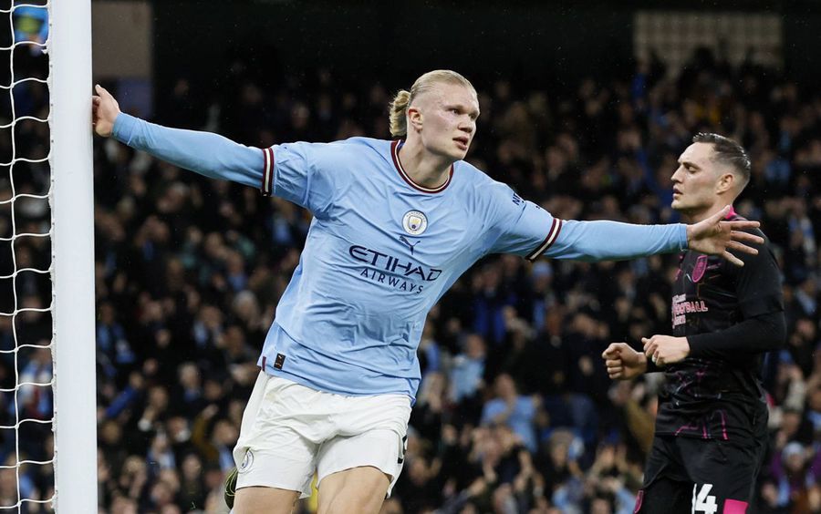 Haaland a reușit un hattrick în victoria lui Manchester City cu Burnley, scor 6-0, în sferturile Cupei Angliei. Foto: Imago Arma Haaland și armele lui Pep
