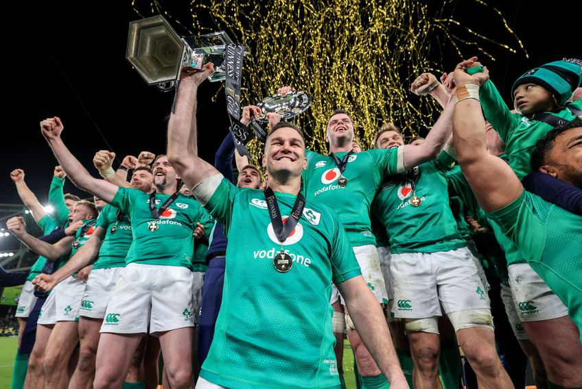 Irlanda a învins-o fără emoții pe Anglia, scor 29-16, în ultima etapă din Turneul celor 6 națiuni, și a bifat un nou Grand Slam, un turneu perfect. Al 15-lea trofeu din istorie, al 5-lea în formatul cu 6 echipe. Foto: Imago