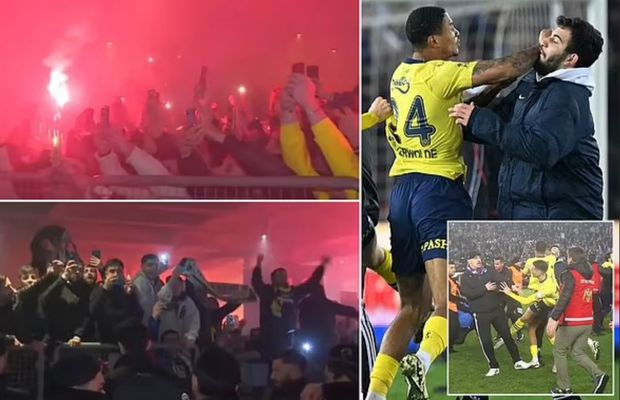 Sute de suporteri ai lui Fenerbahce i-au așteptat pe jucători la aeroport, după bătaia generală de la meciul cu Trabzonspor