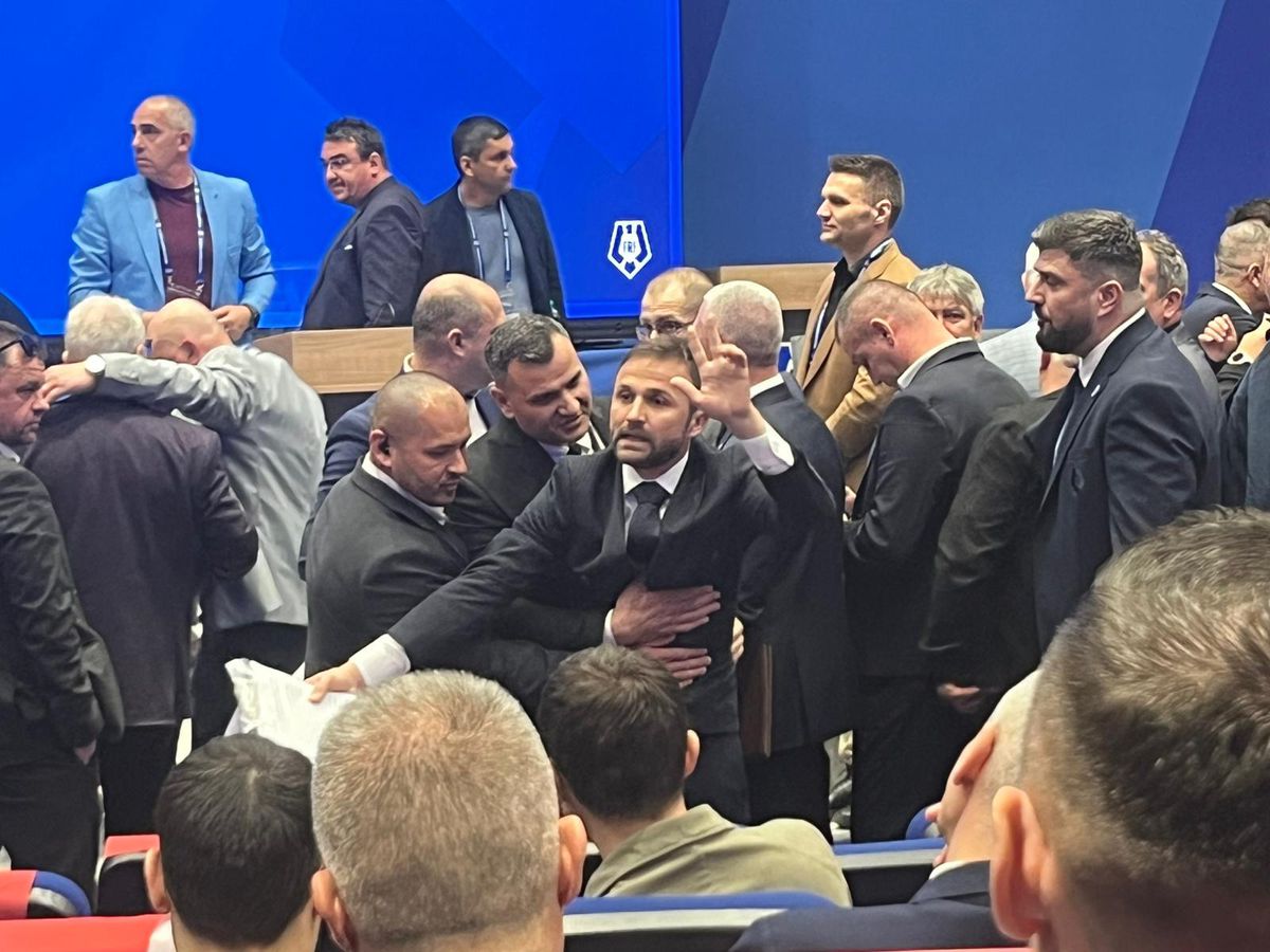 Alegeri la FRF » Start vot: scandal în sală cu Ilie Drăgan, care este ținut cu greu