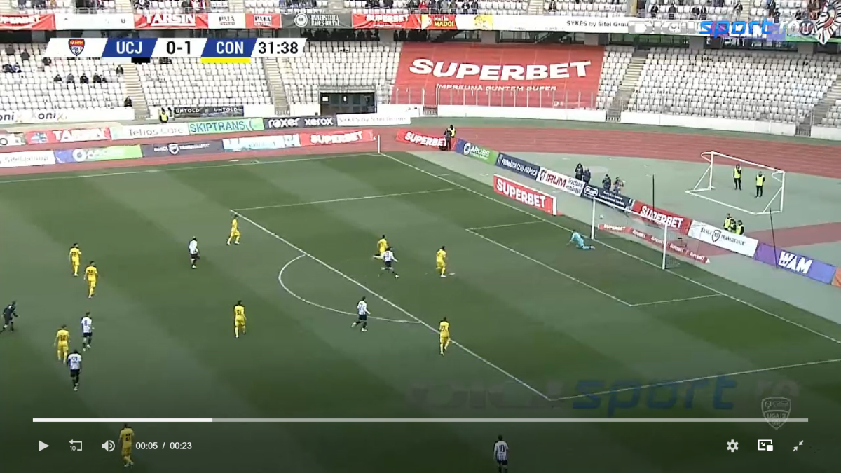 Gafă incredibilă în U Cluj - Chiajna! Gol marcat de la 40 de metri