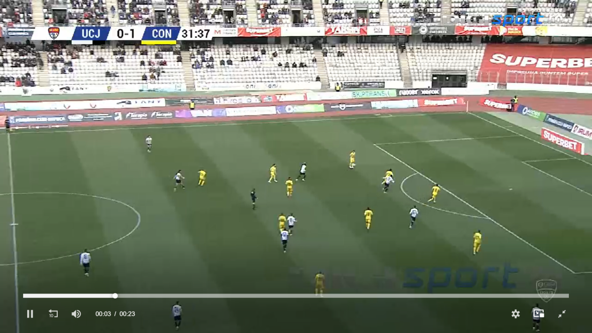 U Cluj - Concordia Chiajna - gol Ispas, gafă Aldescu // capturi @Digi Sport