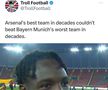 Meme-uri după ce Manchester City și Arsenal au fost eliminate din Champions League / Foto: Troll Football (Instagram)