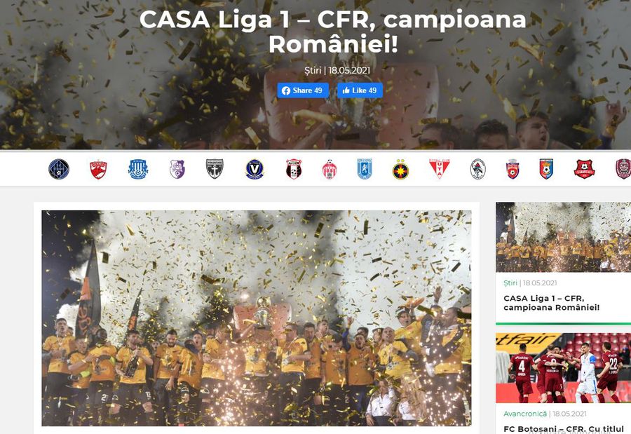 FOTO: Captură @LPF LPF a comis-o! Gafă antologică în mesajul de felicitare pentru campioana CFR Cluj