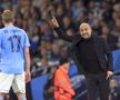 Moment încins în timpul meciului Manchester City - Real Madrid 4-0. De Bruyne, mijlocașul oaspeților, a fost enervat de indicațiile lui Pep Guardiola, antrenorul său/ foto: Imago Images